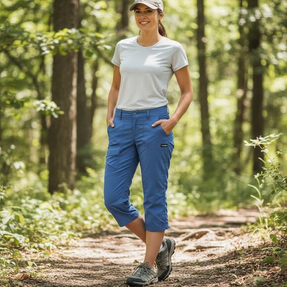 Columbia sportswear company Womens size 2 / 26”  Omni-Shield blue Capri Pants - Picture 1 of 10